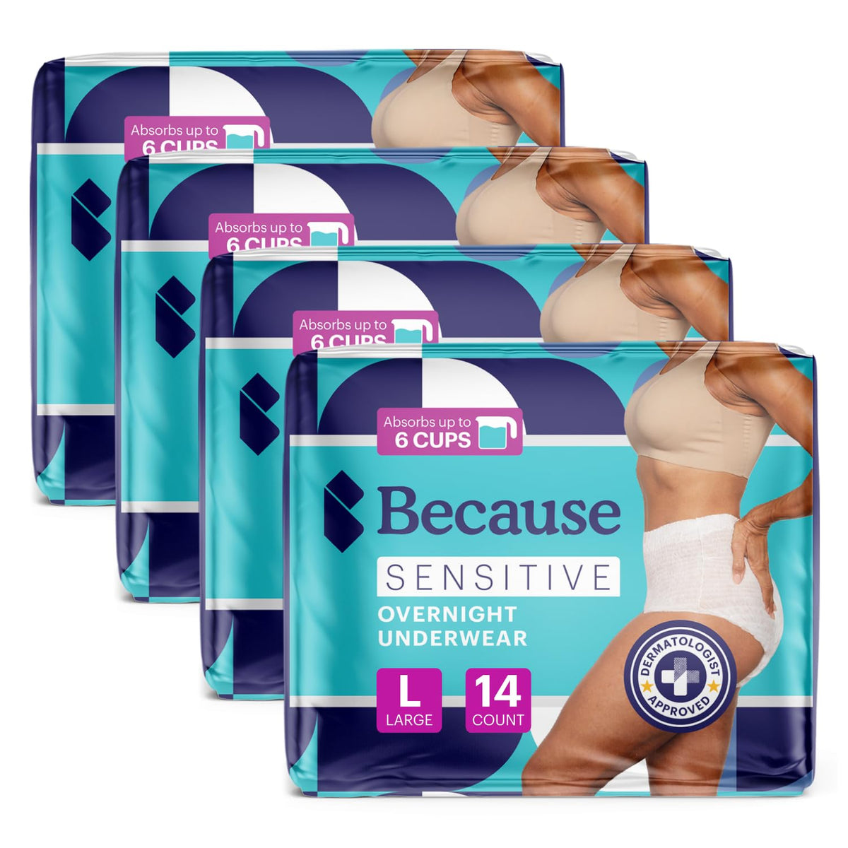 Adult Incontinence Underwear for Sensitive Skin, White Large, 56 Count R61171