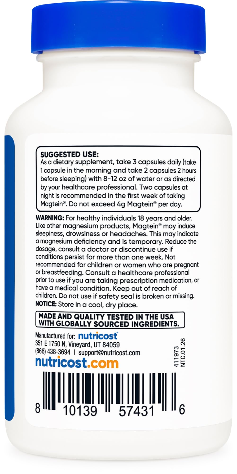 Magnesium L-Threonate 2,000mg 90 Capsules A8563