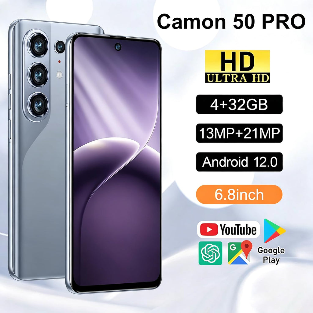 4G Unlocked Smartphone, 6.8'' HD Screen, 4GB+32GB, 13MP+21MP Dual Camera, Android 12.0 (Black) A771233