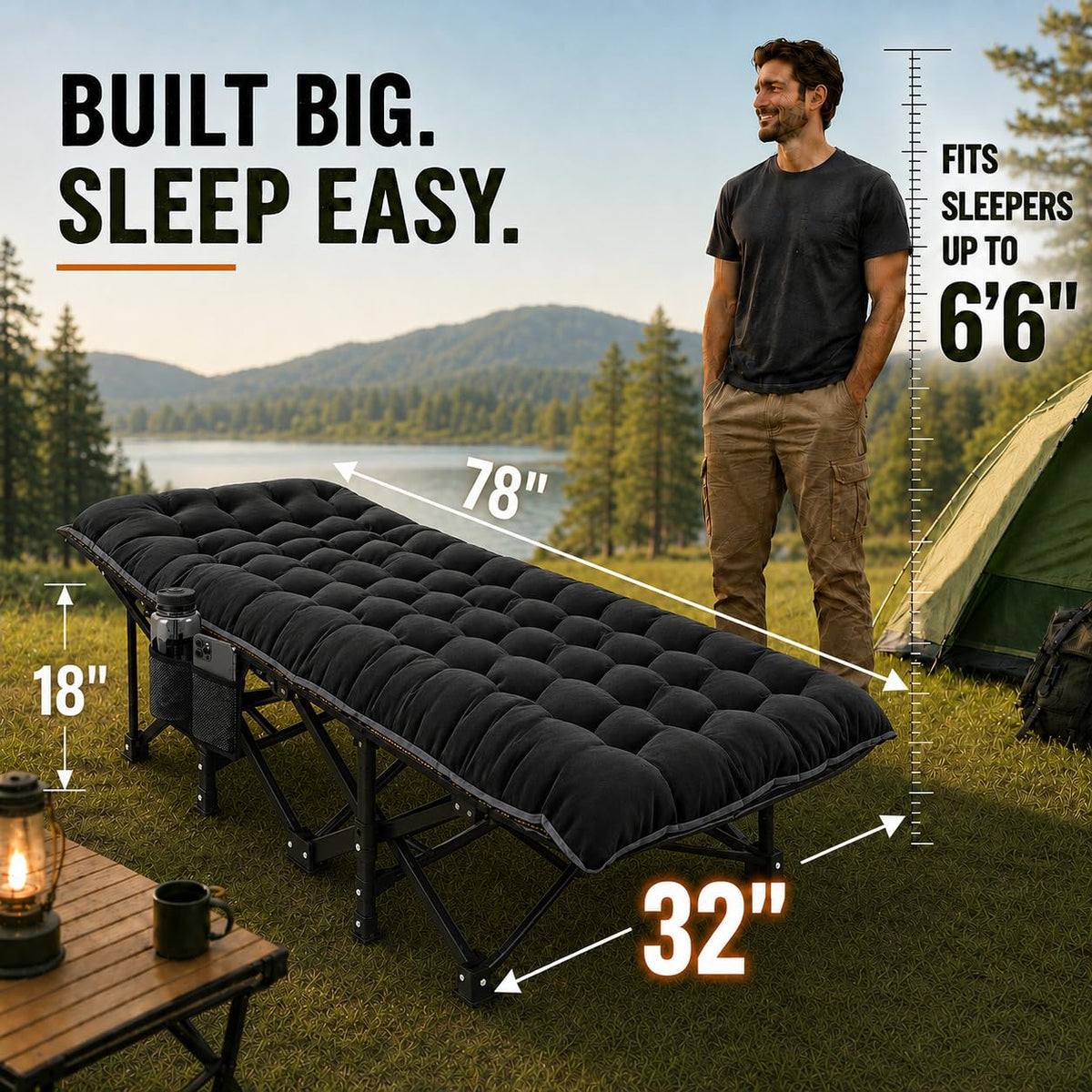 32'' XXL Oversized Camping Cot H4374