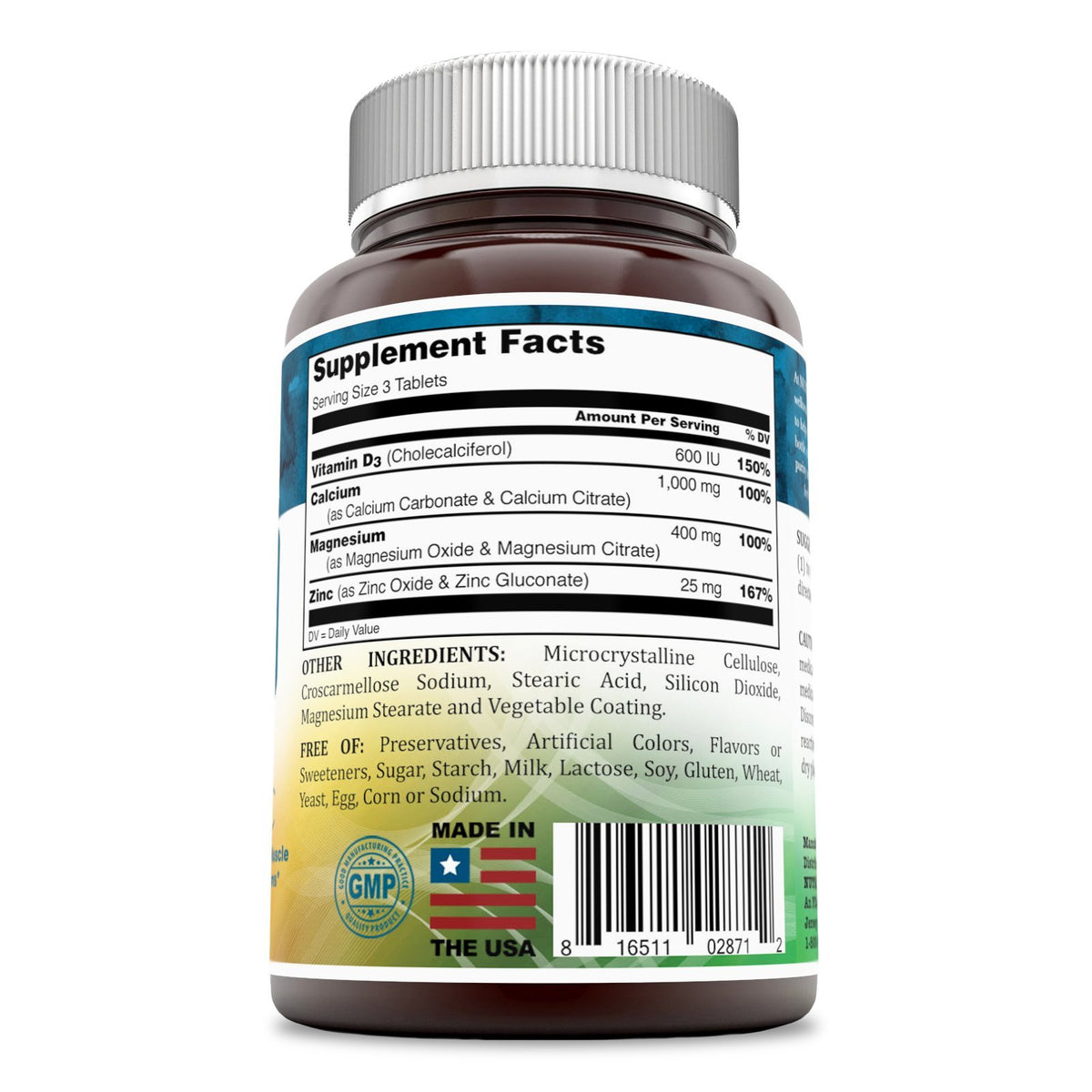 Calcium Magnesium Zinc + Vitamin D3 Tablets 300 Count G277