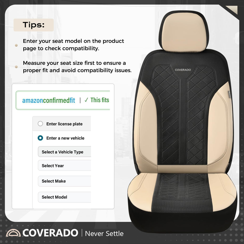 Beige 5-Piece PU Leather Mesh Car Seat Covers H55412
