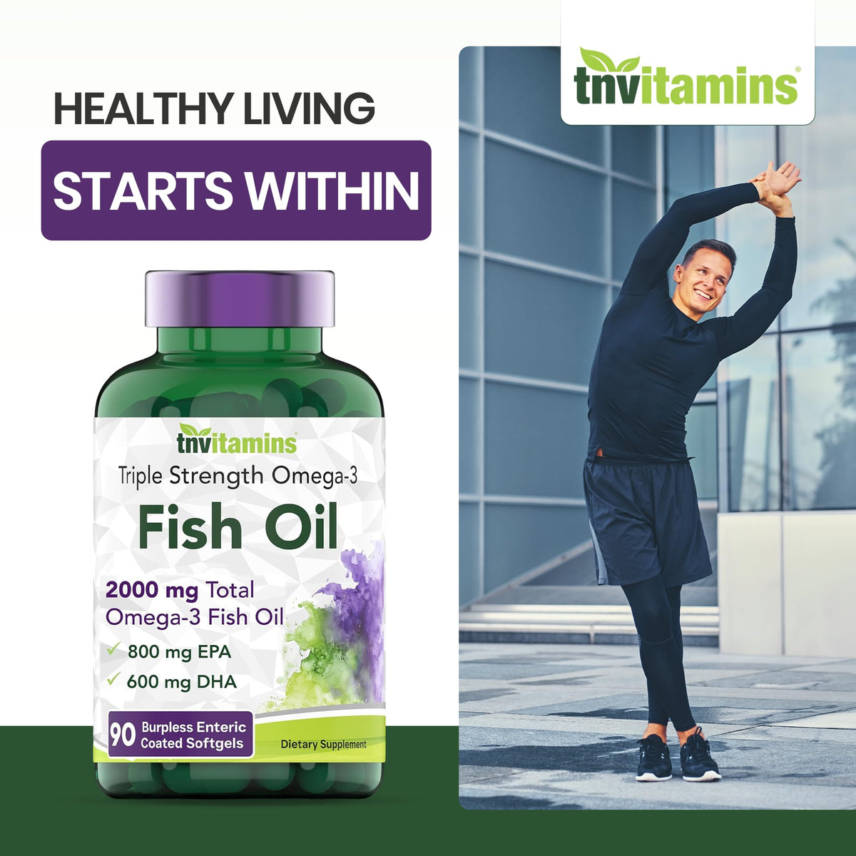 2000mg Omega-3 Fish Oil 90 Softgels B273660