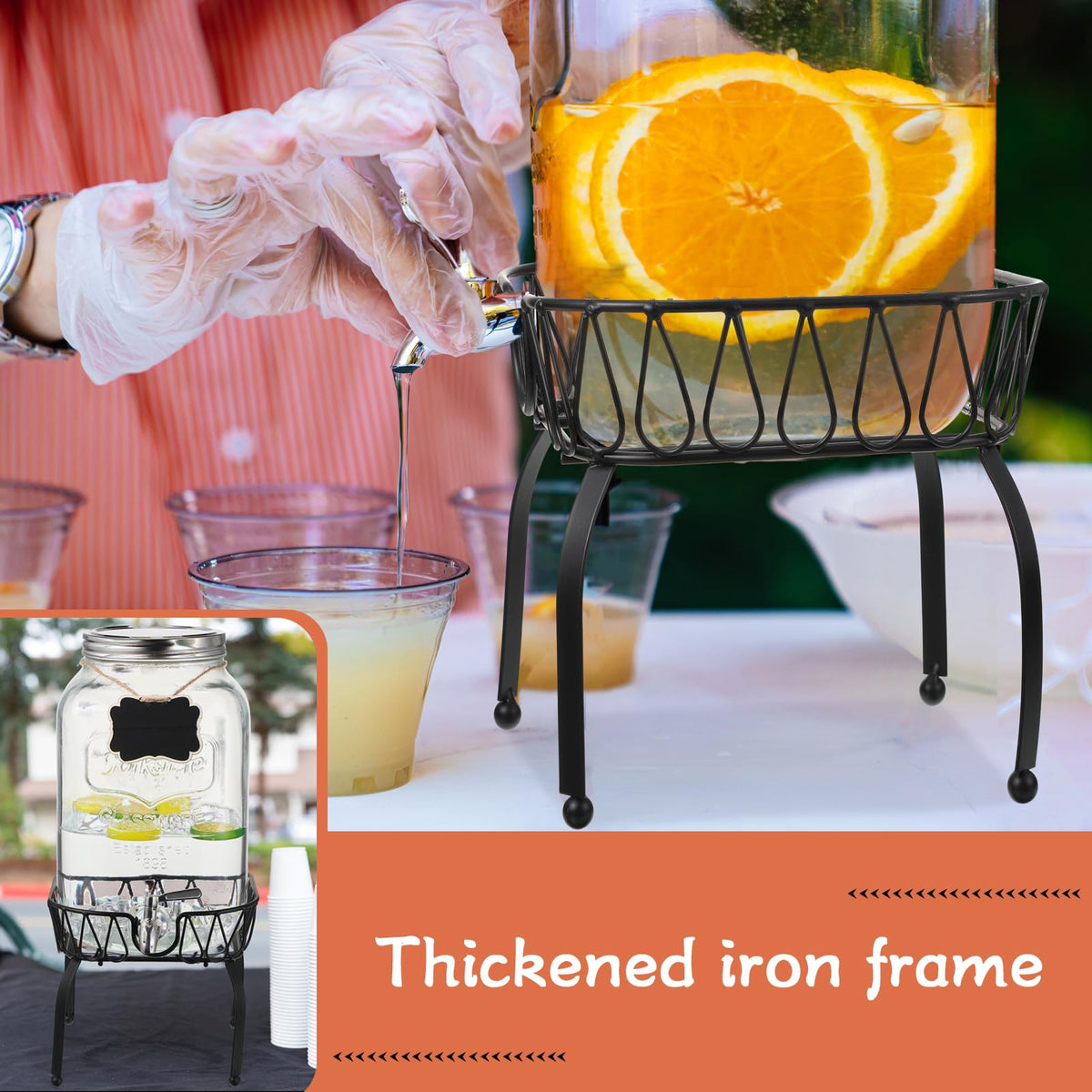 2 Pack 2 Gallon Glass Drink Dispenser with Stand G3846