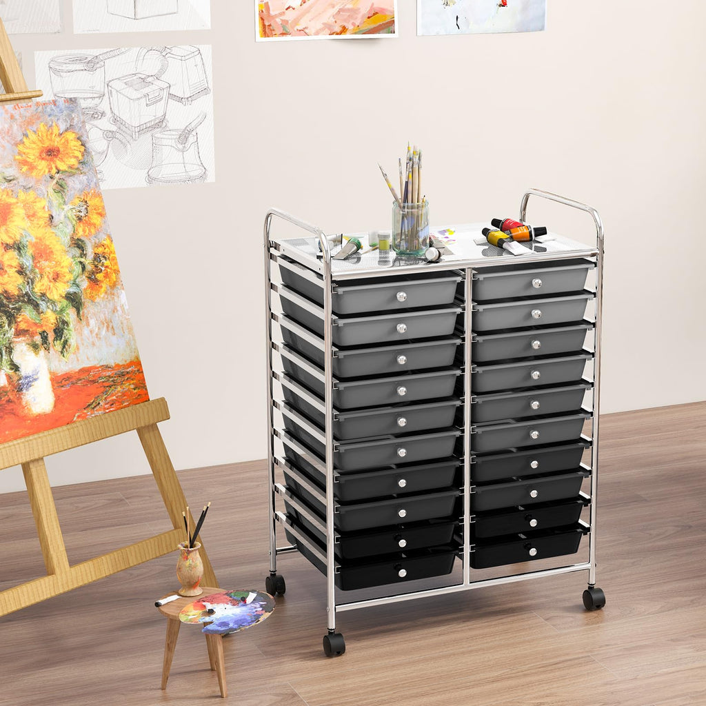20 Drawer Multicolor Rolling Storage Cart X90946