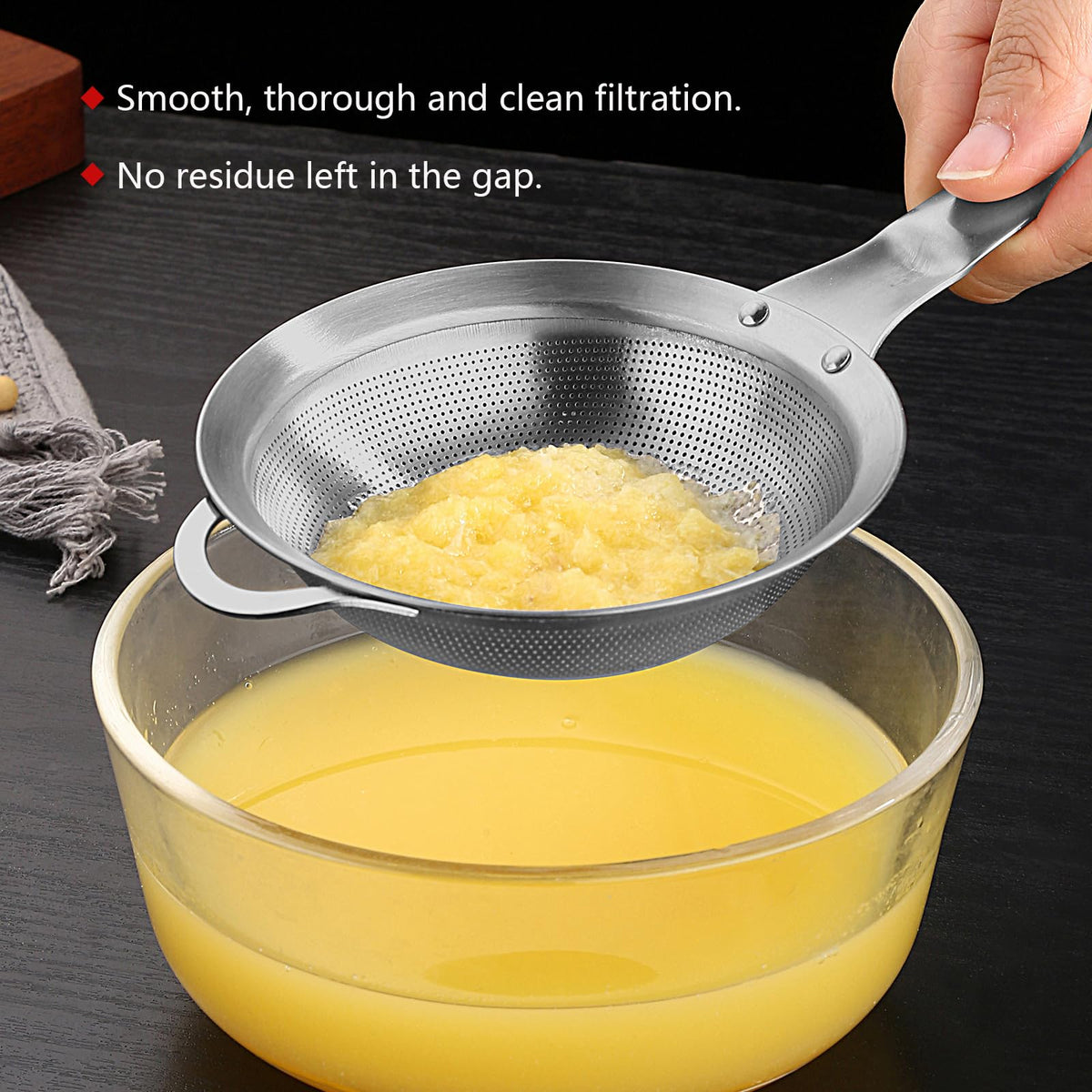Fine Mesh Stainless Steel Colander Strainer with Handle Set of 2 M4199