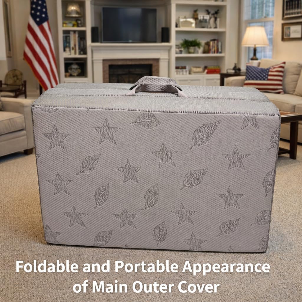 Twin 6-Inch Foam Tri Fold Floor Mattress with 2 Washable Covers P462423