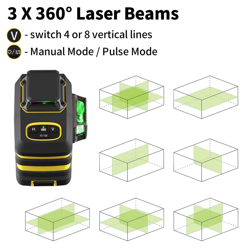 Laser Level with 12 Green Lines T649374