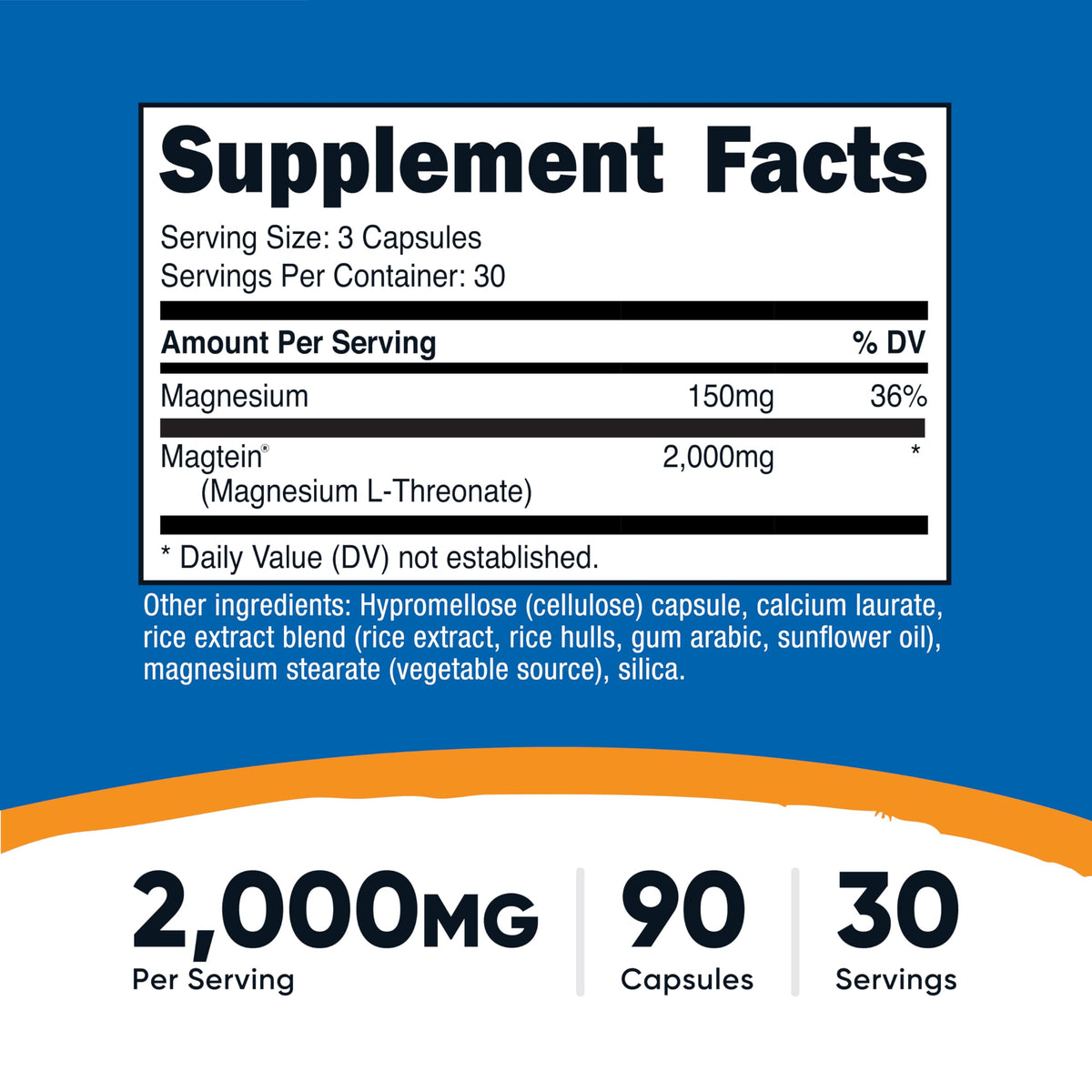 Magnesium L-Threonate 2,000mg 90 Capsules A8563