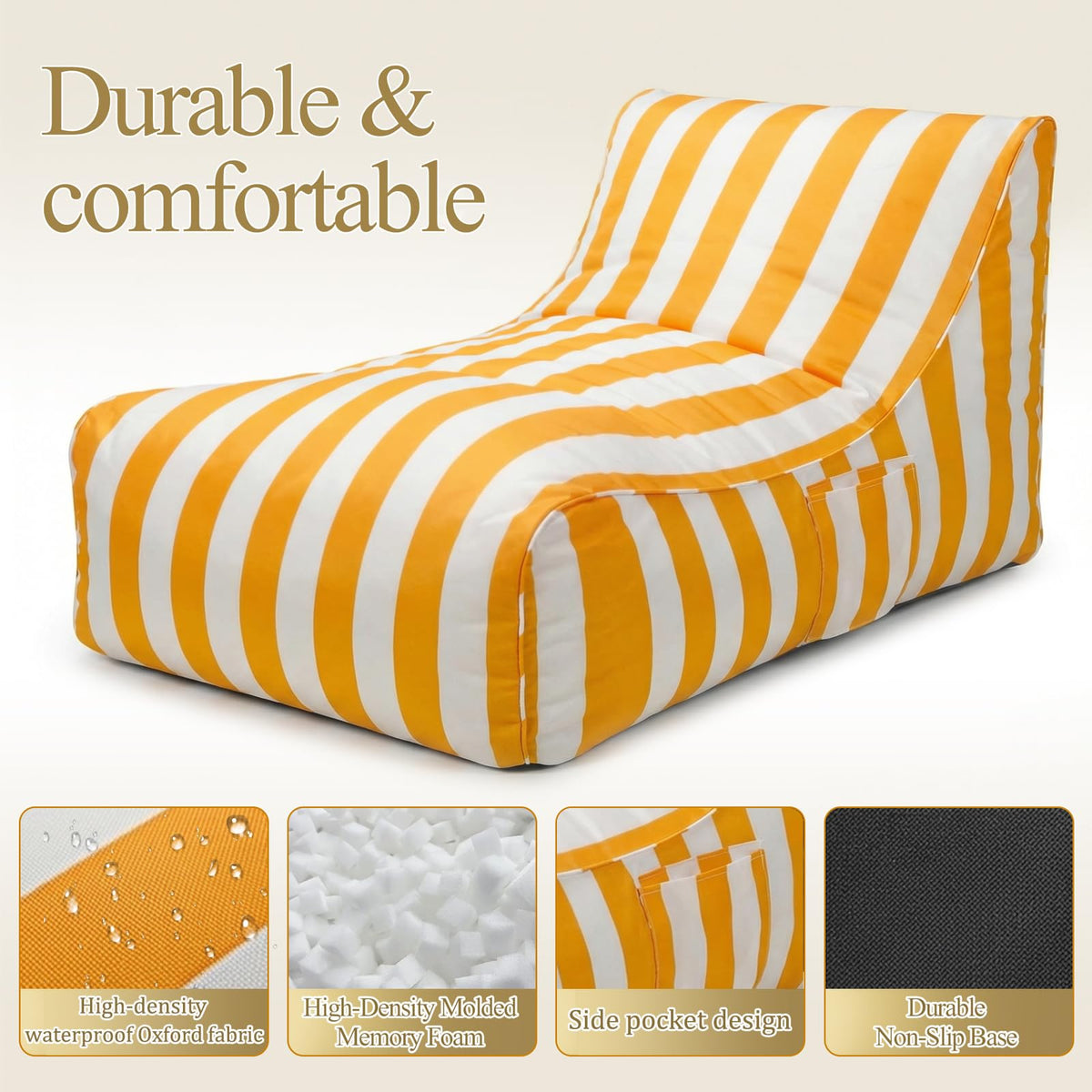 Yellow Memory Foam Bean Bag Chair S788