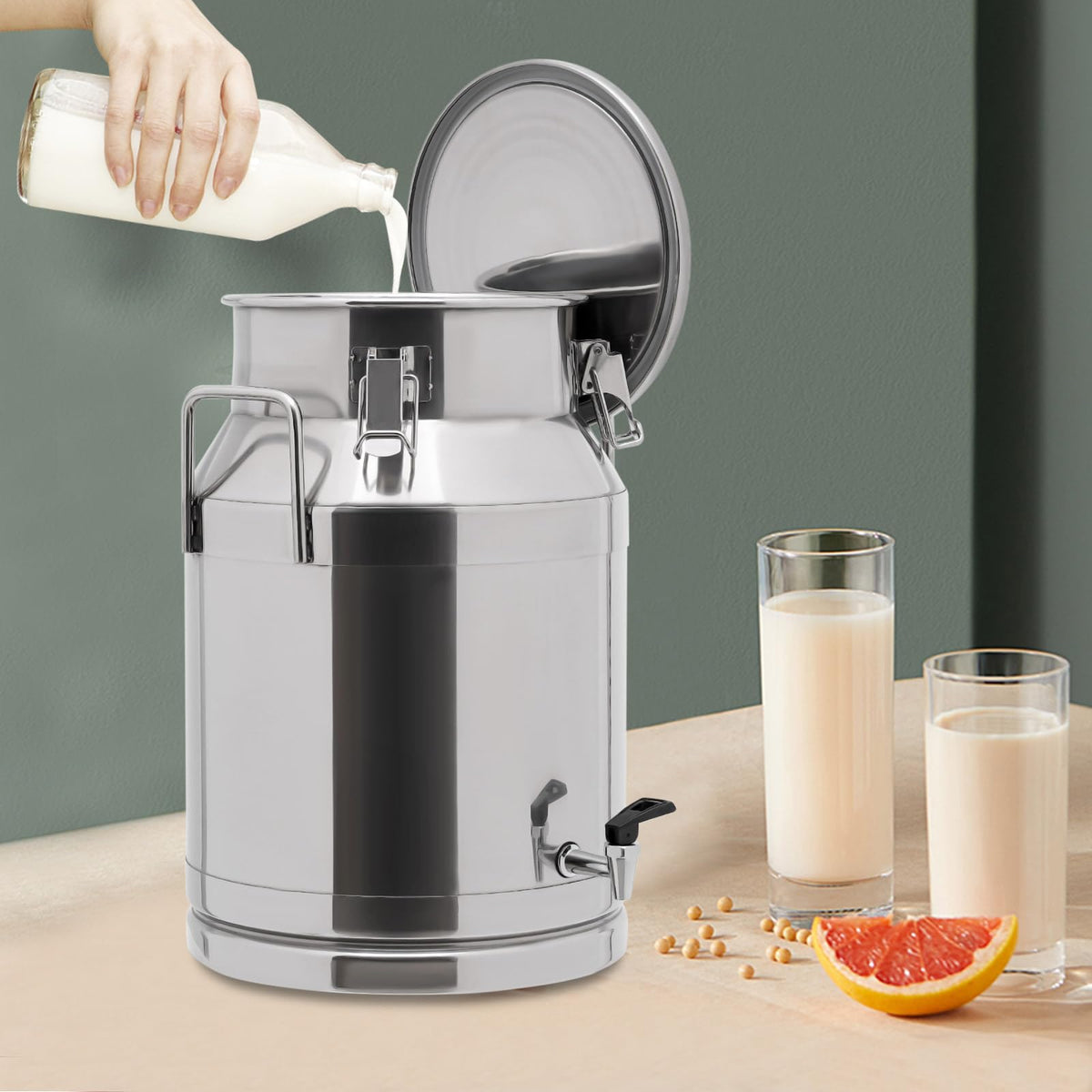 30L Stainless Steel Milk Can with Handle Sealed Lid and Faucet K969