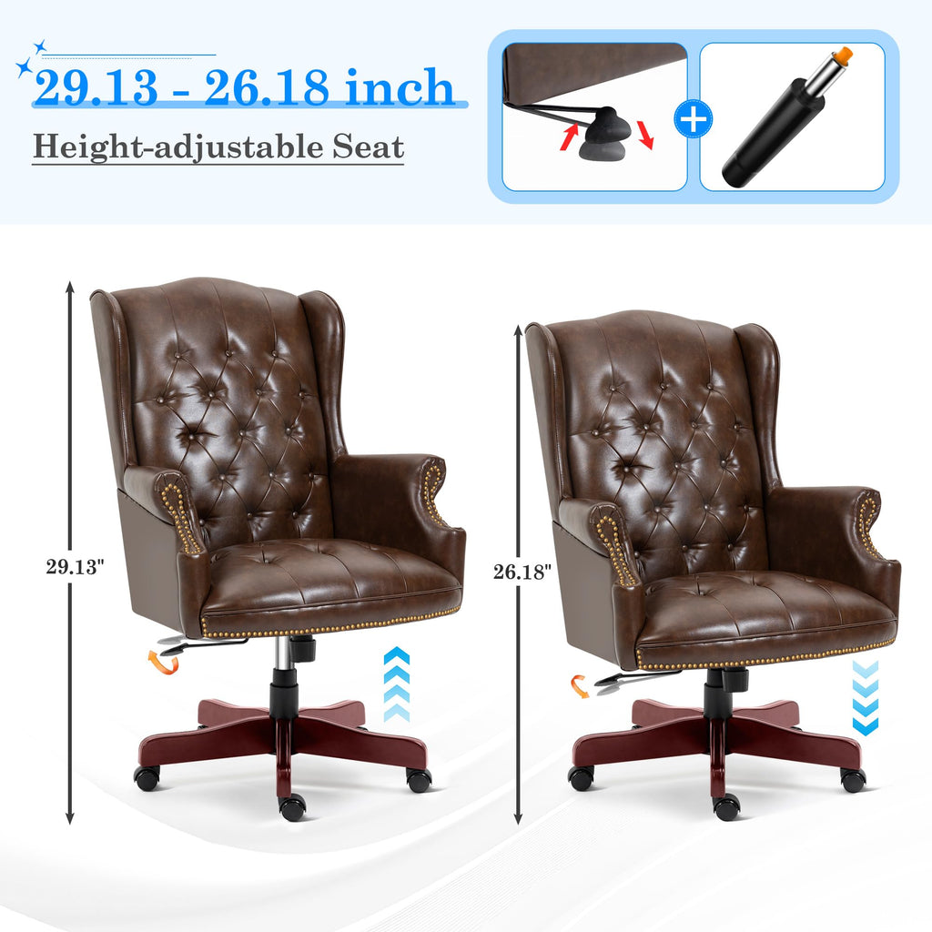 Big and Tall Brown Faux Leather Executive Office Chair T514806