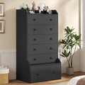 6 Drawer Tall Black Dresser H416