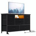 Black 8 Drawer Fabric Dresser TV Stand V98361
