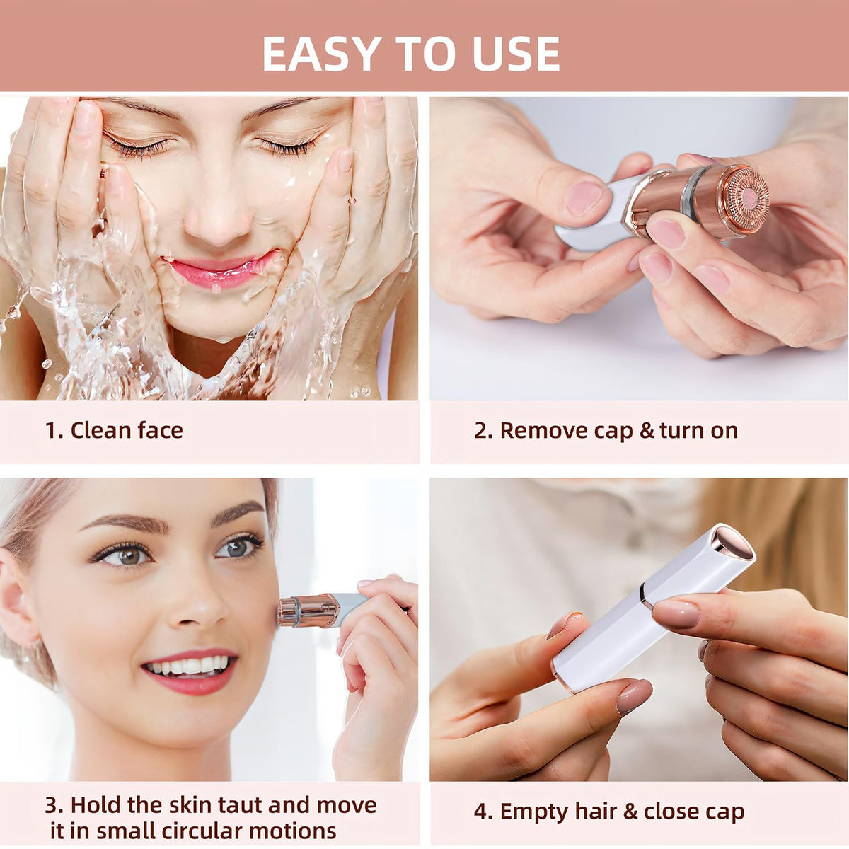 Rechargeable Facial Hair Remover with 2 Replacement Heads F312