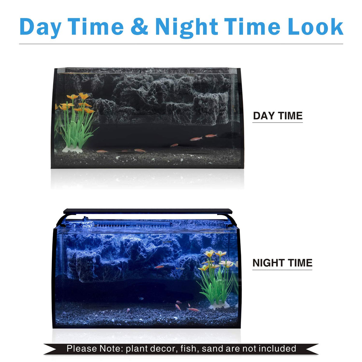 8 Gallon LED Glass Aquarium Kit with 3D Rockery Background D365859