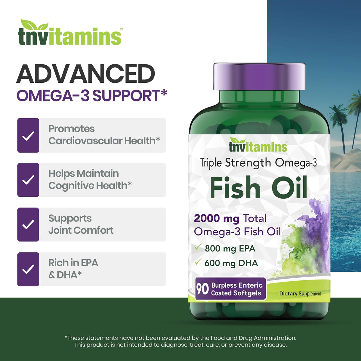 2000mg Omega-3 Fish Oil 90 Softgels B273660