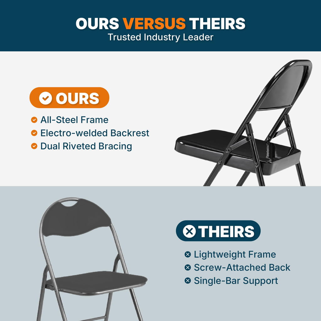 Black Steel Folding Chairs 4-Pack B900