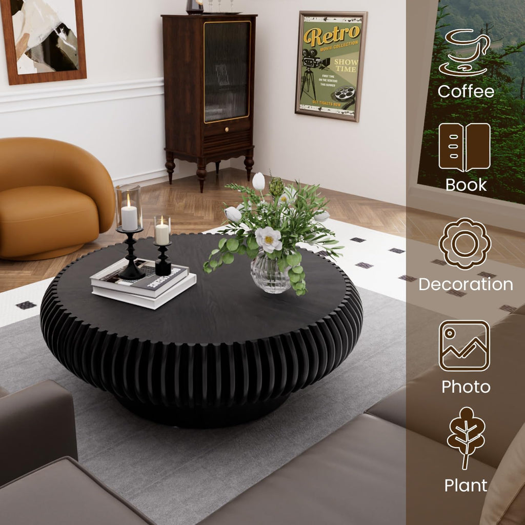 31.5" Black Drum Coffee Table D84080