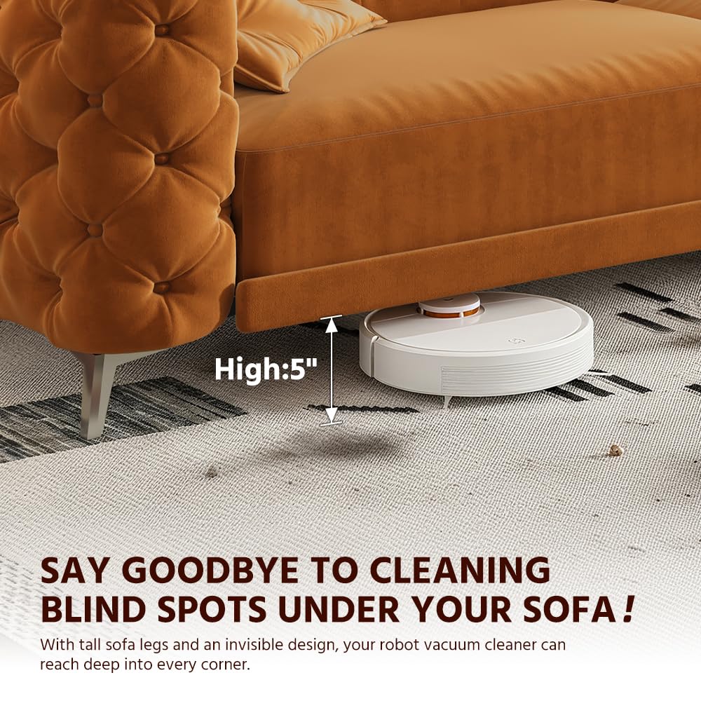 Orange Velvet Convertible Sleeper Sofa with Ottoman B92787