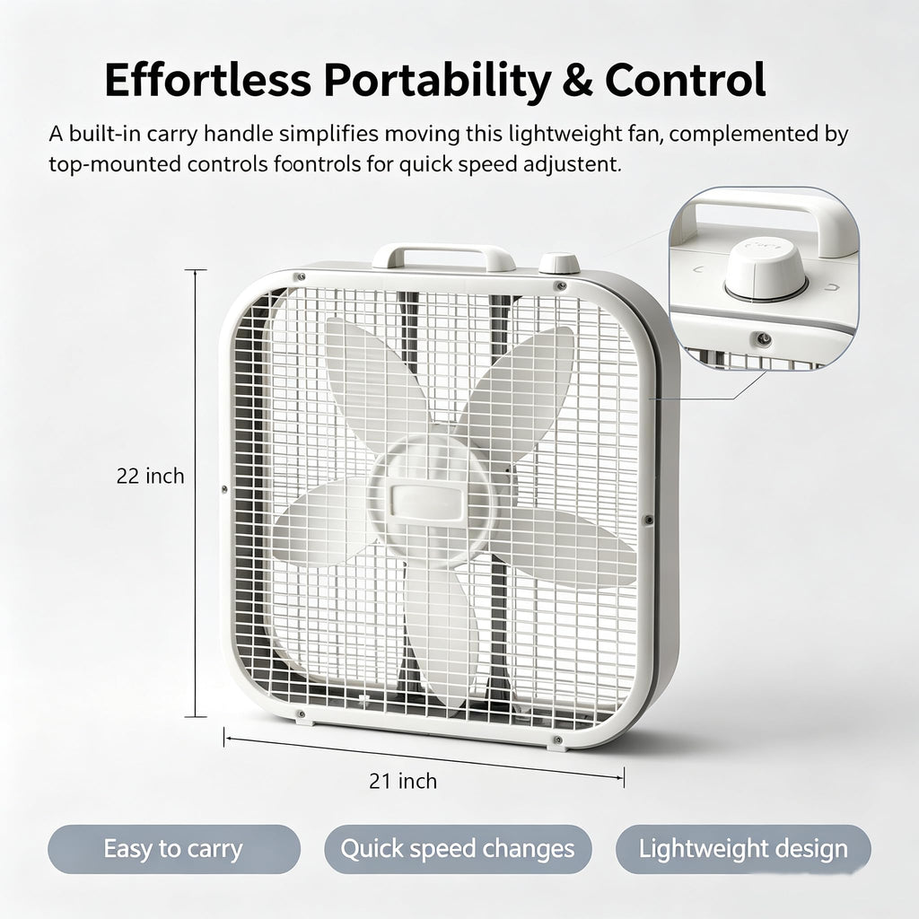 20 Inch 3-Speed Box Fan with Top Handle T44862