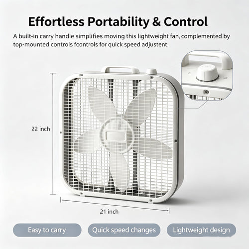 20 Inch 3-Speed Box Fan with Top Handle T44862