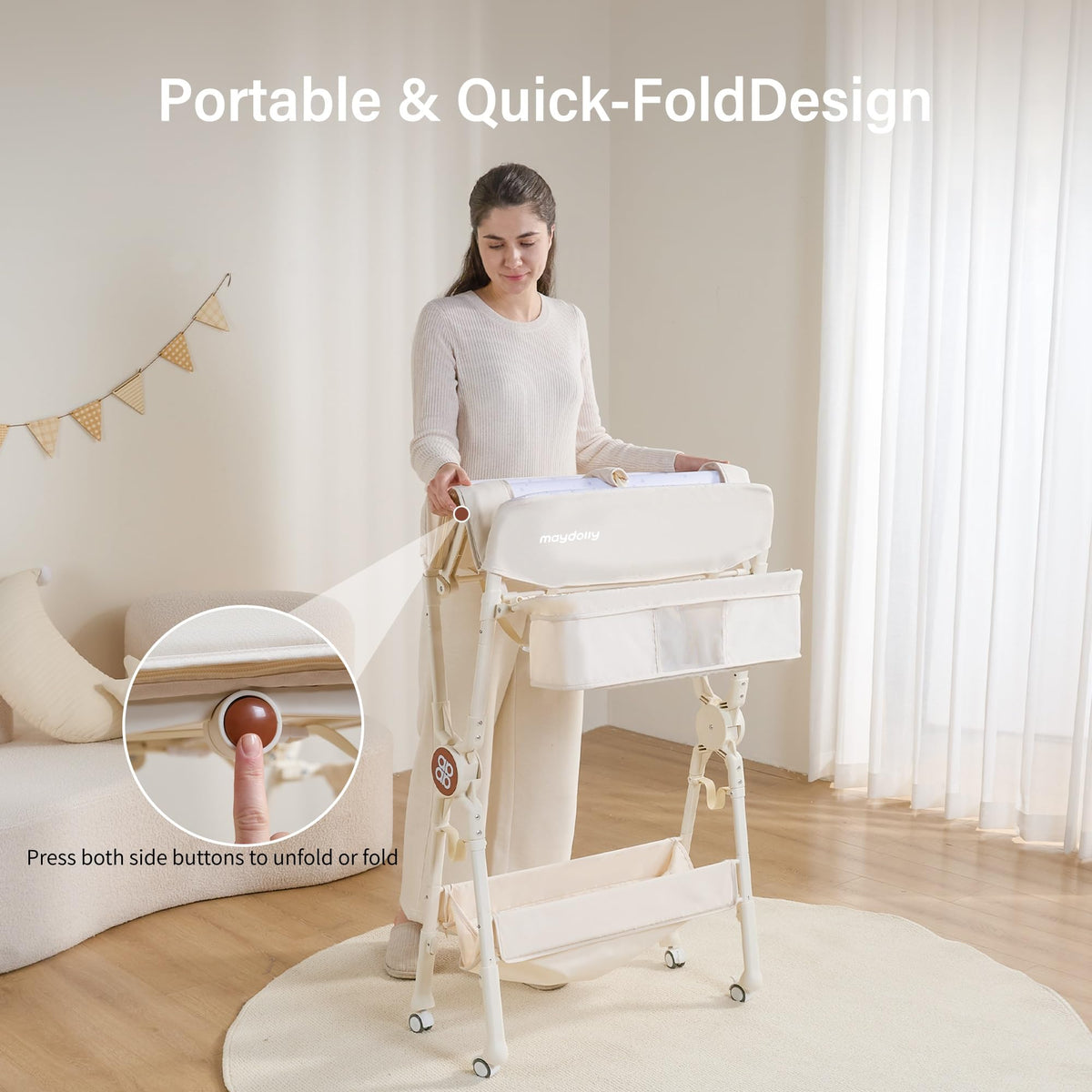 Portable Foldable Baby Changing Table on Wheels I131
