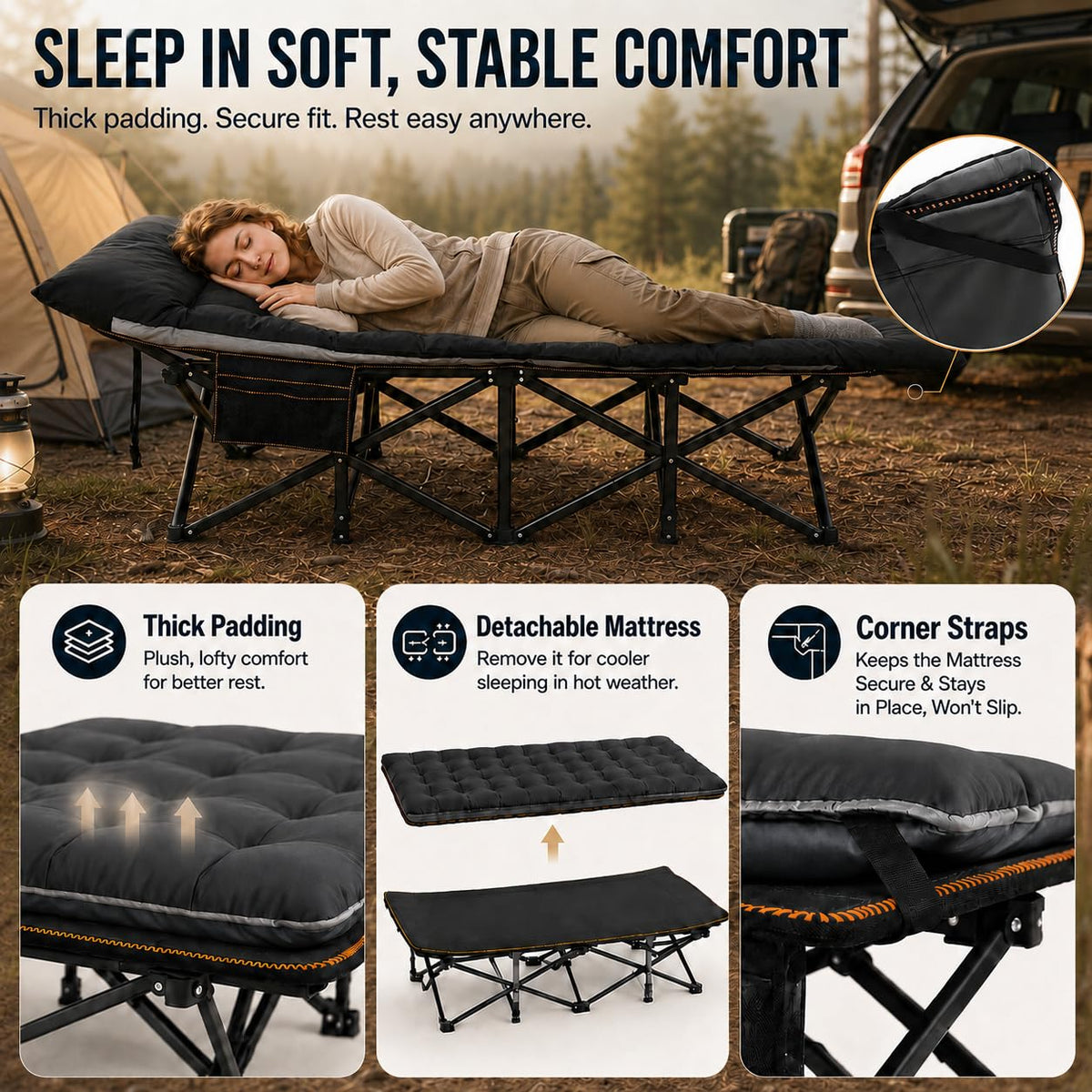 32'' XXL Oversized Camping Cot H4374