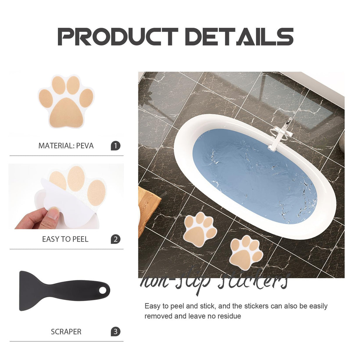 Dog Paw Bathtub Stickers PEVA Anti Slip Decal H565428