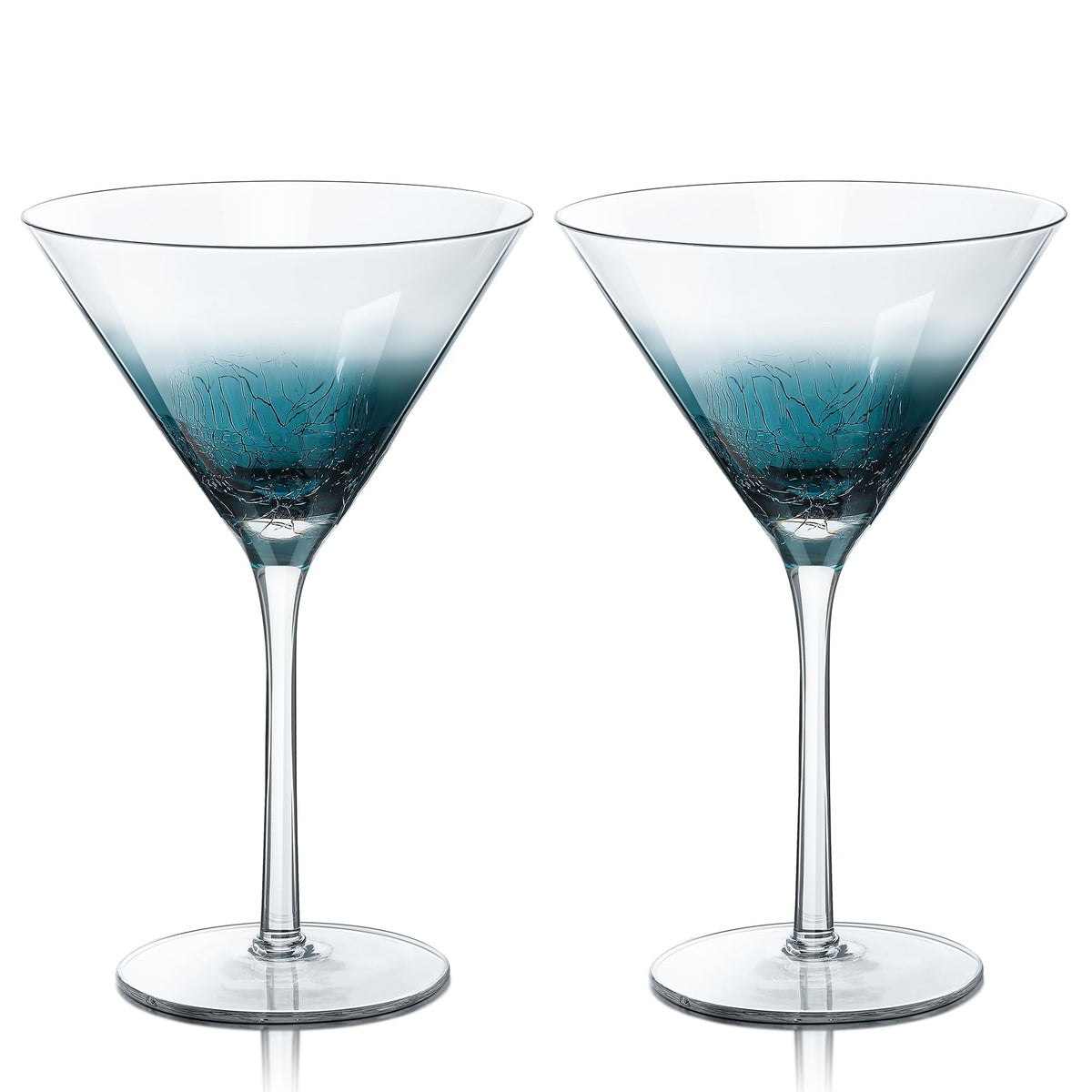 Blue Crackle Martini Glasses T157