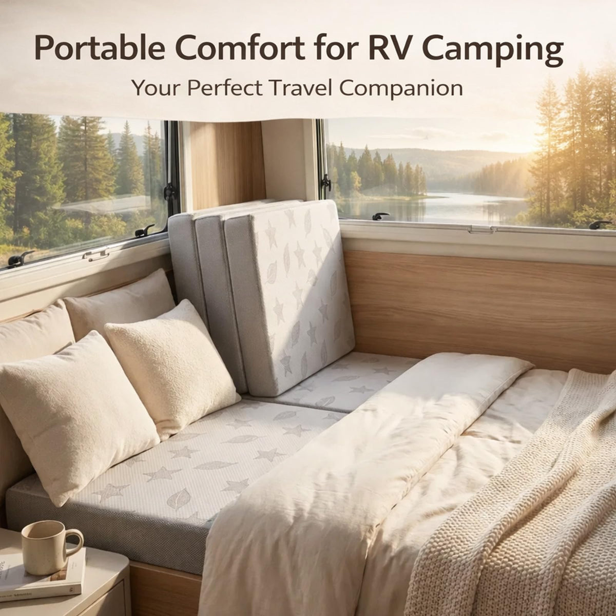 Twin 6-Inch Foam Tri Fold Floor Mattress with 2 Washable Covers P462423