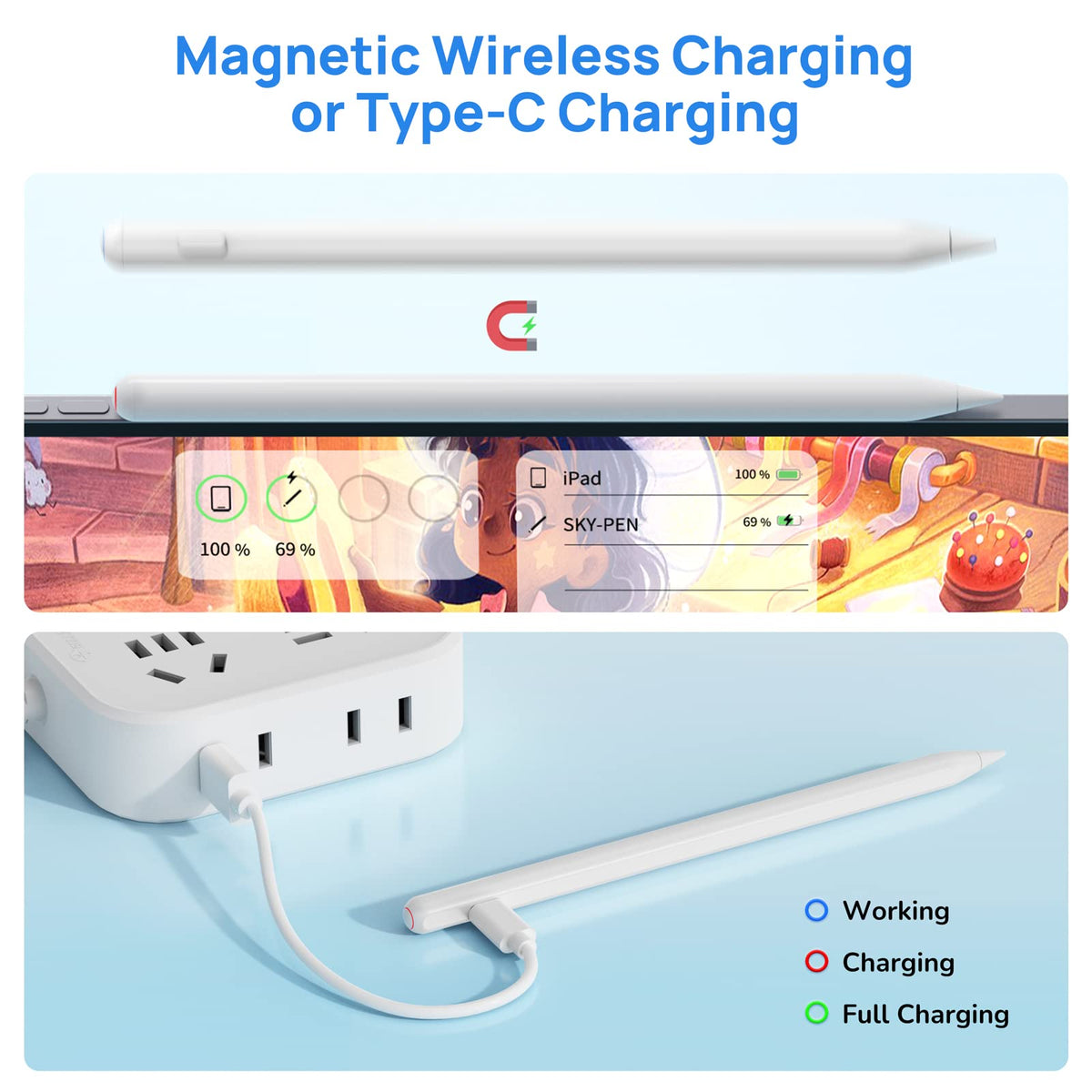 Wireless Charging Stylus Pen White S155