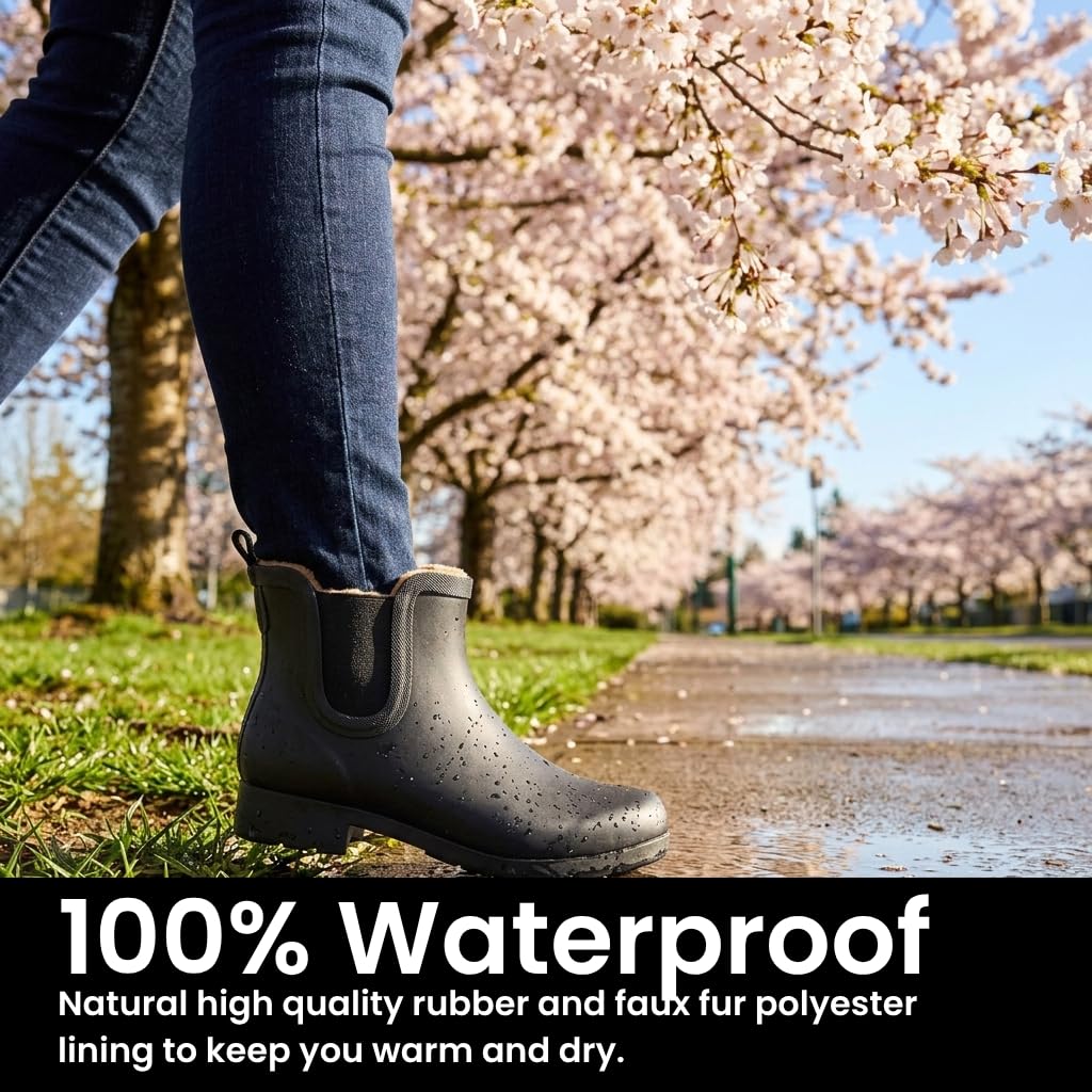 Waterproof Faux Fur Chelsea Rain Boot D18742