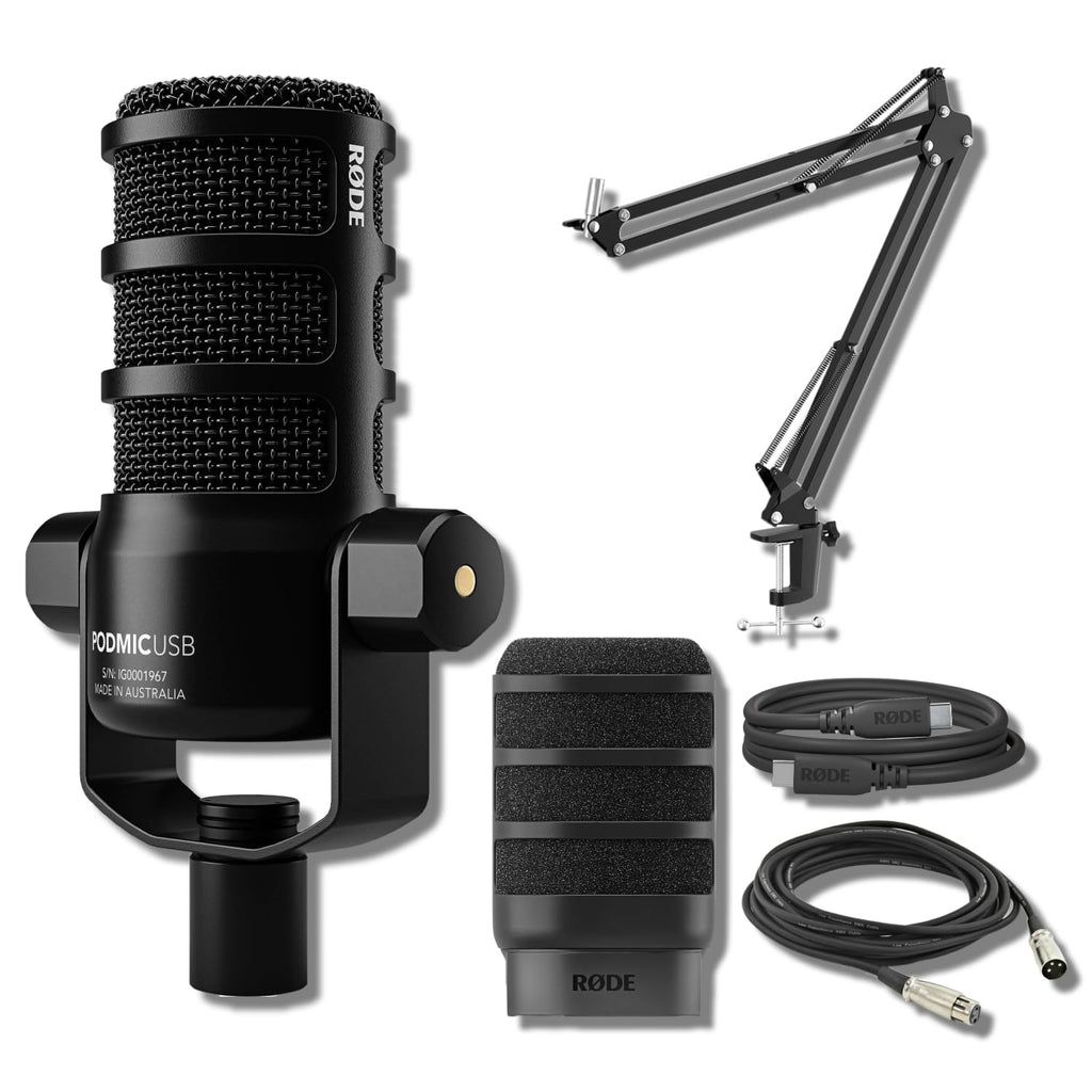 USB Dynamic Broadcast Microphone with Boom Arm and XLR Cable J189