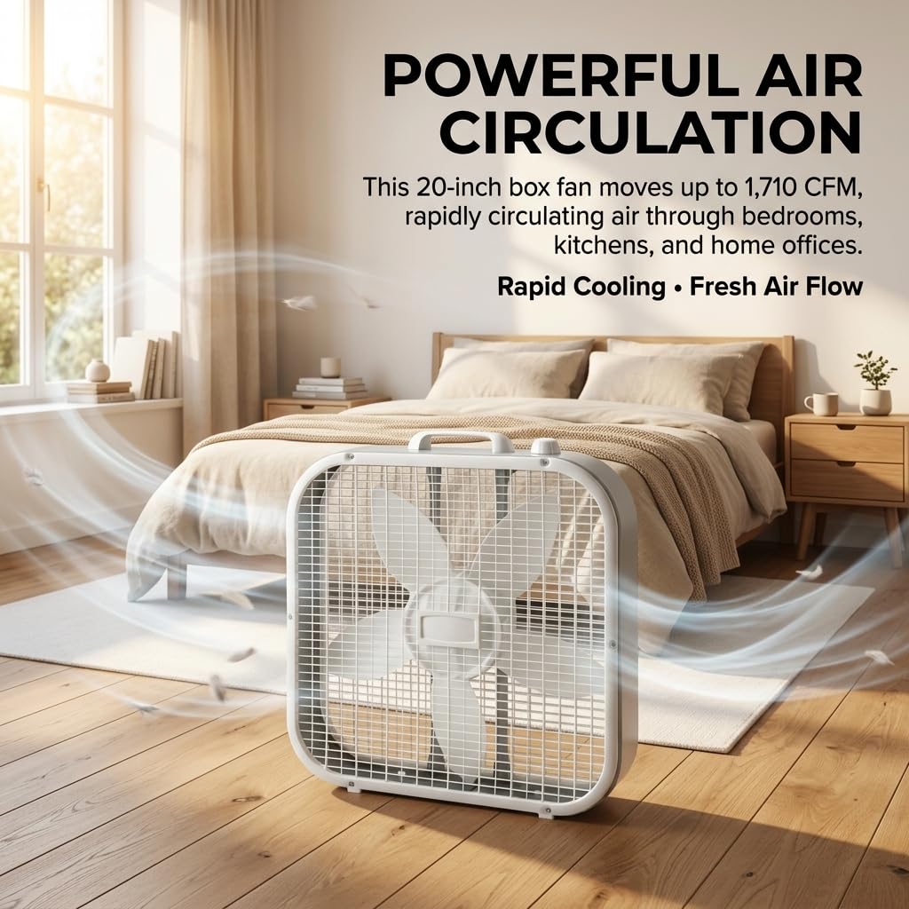 20 Inch 3-Speed Box Fan with Top Handle T44862