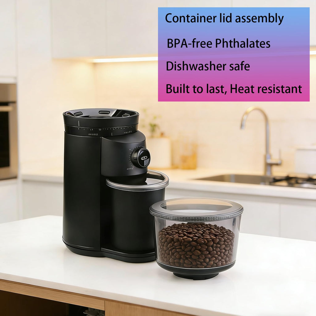 Container Lid for Conical Burr Coffee Grinder, 2 Transparent Gray B228