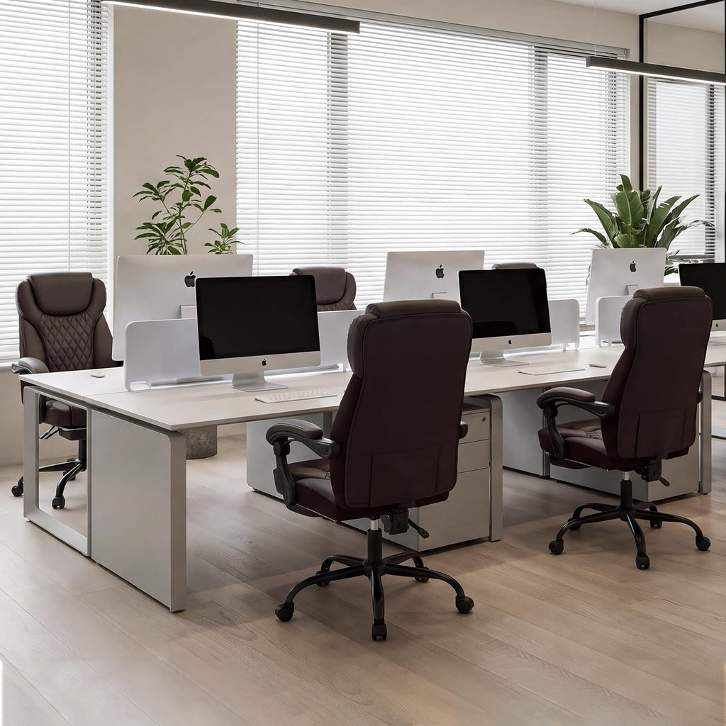 Big and Tall Office Chair with Footrest, Lumbar Support, Brown U4879