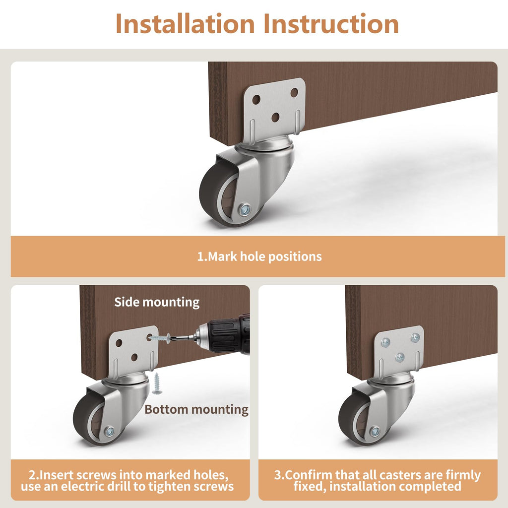 1" Swivel Plate Casters, 4 Pcs Q642