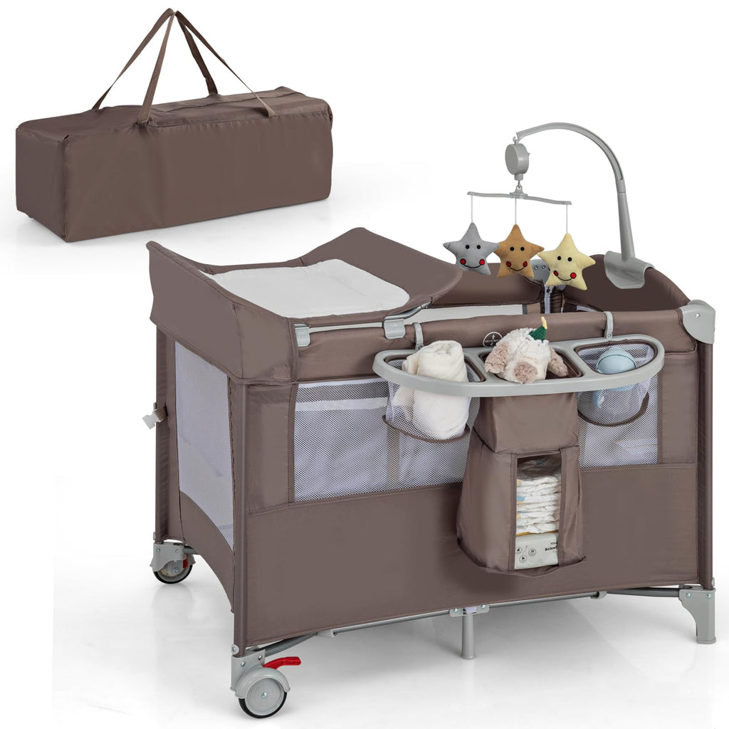 5-in-1 Pack and Play with Bassinet, Changing Table and Carry Bag I58177