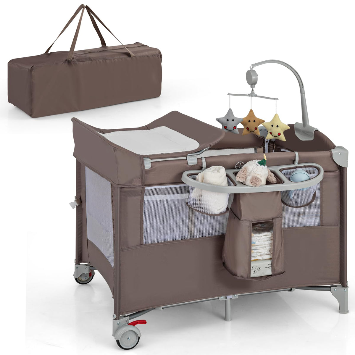 5-in-1 Pack and Play with Bassinet, Changing Table and Carry Bag I58177