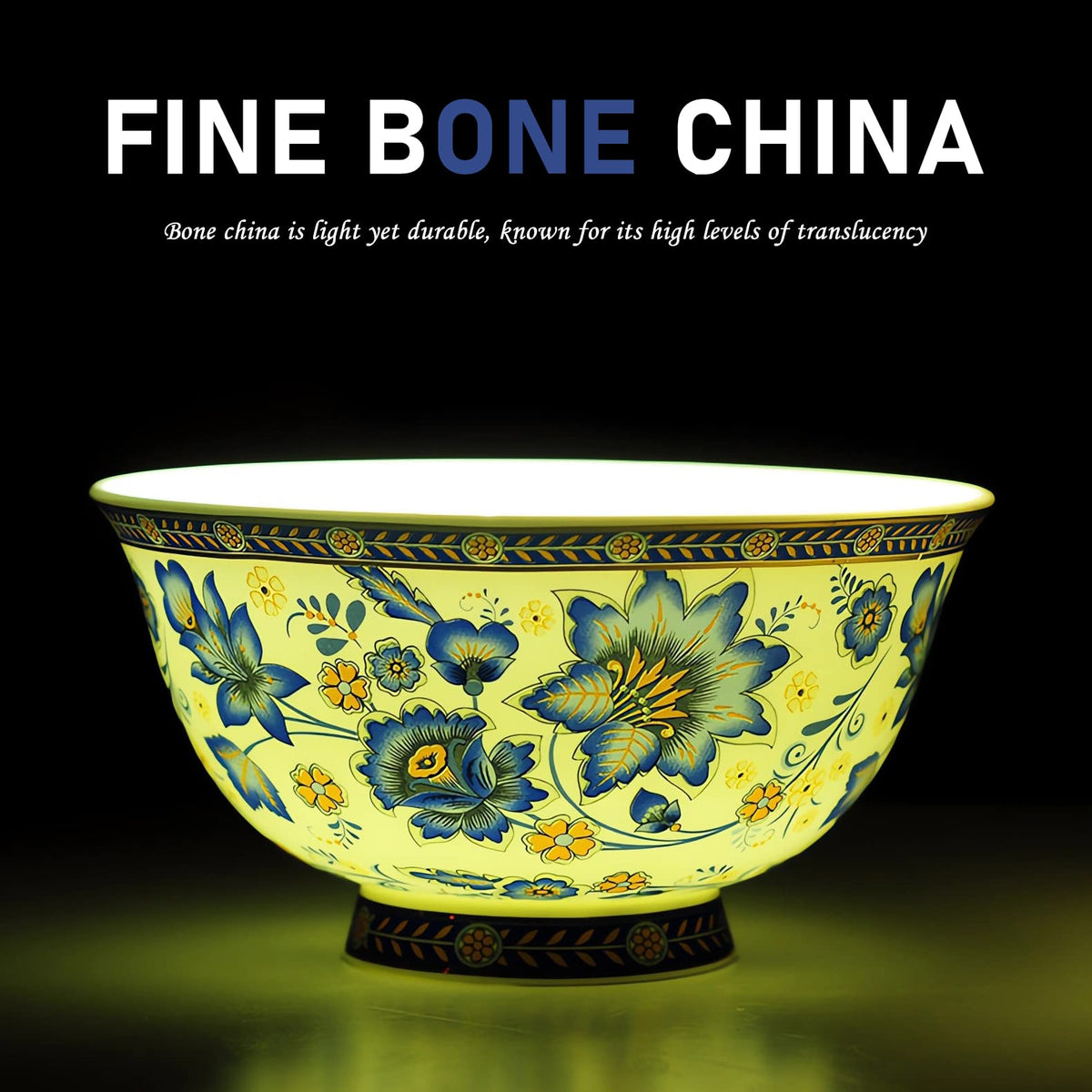 Bone China Tea Set for 6, 12 Pieces Blue and White O610