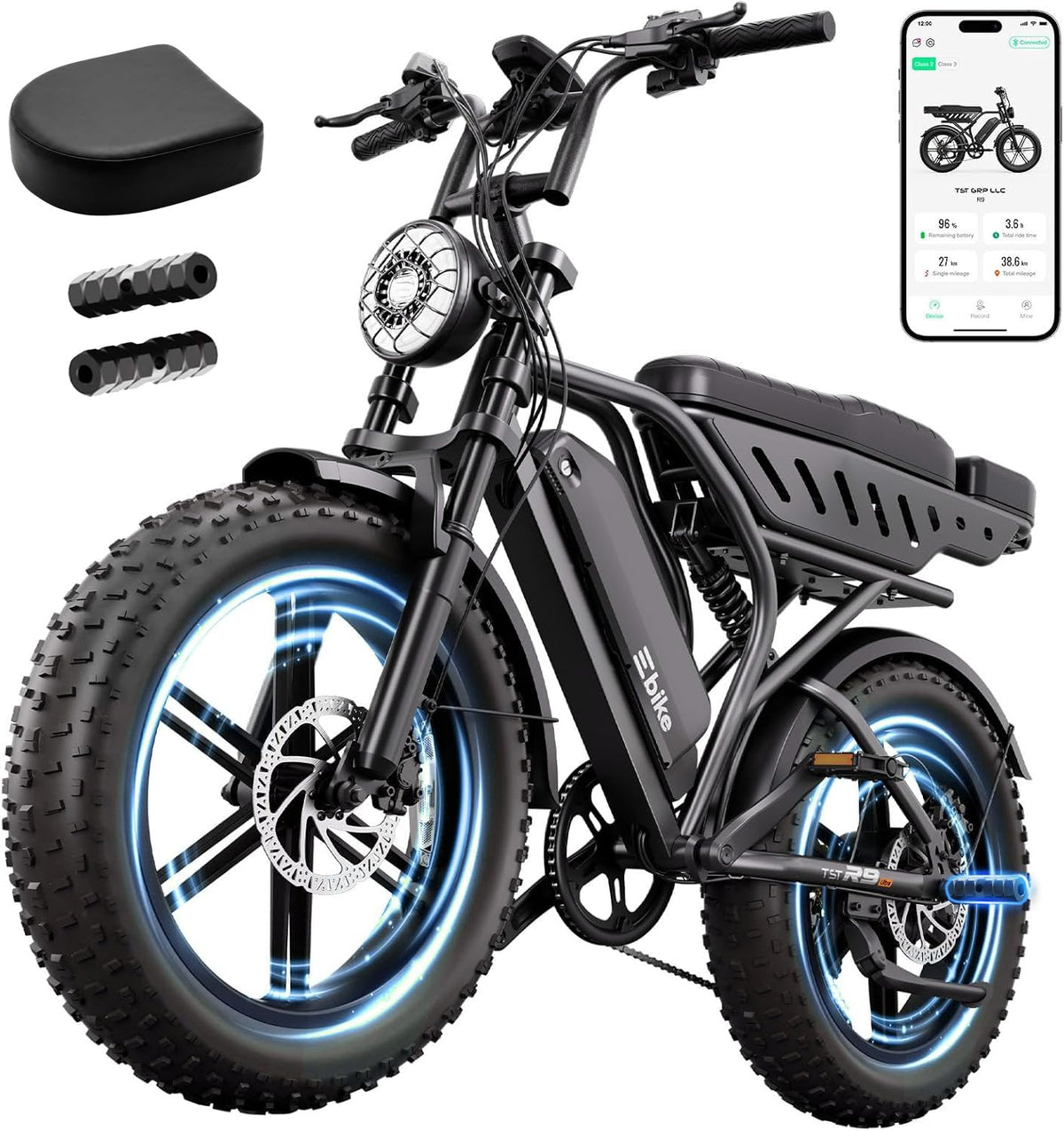 Electric Bike 48V 15Ah Battery 1500W Peak Motor 20 4.0 Fat Tire M50205