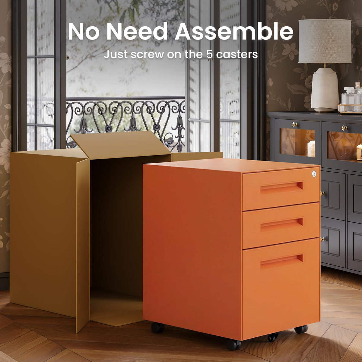 3 Drawer Metal Rolling File Cabinet U4621