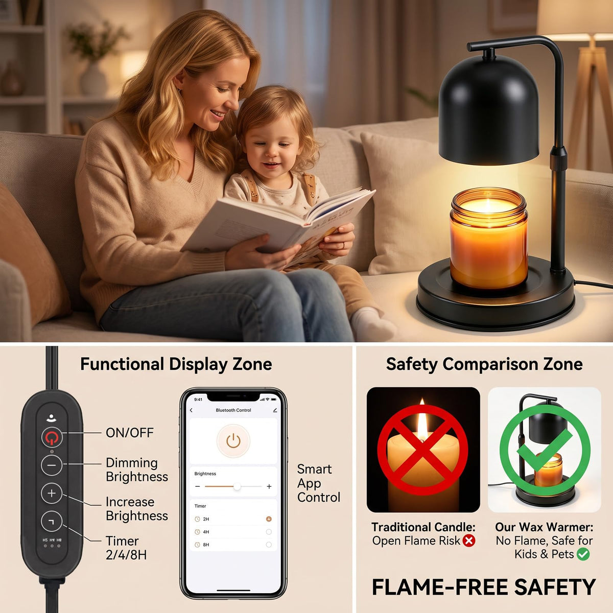 Adjustable Height App Controlled Candle Warmer Lamp with Timer Y42008