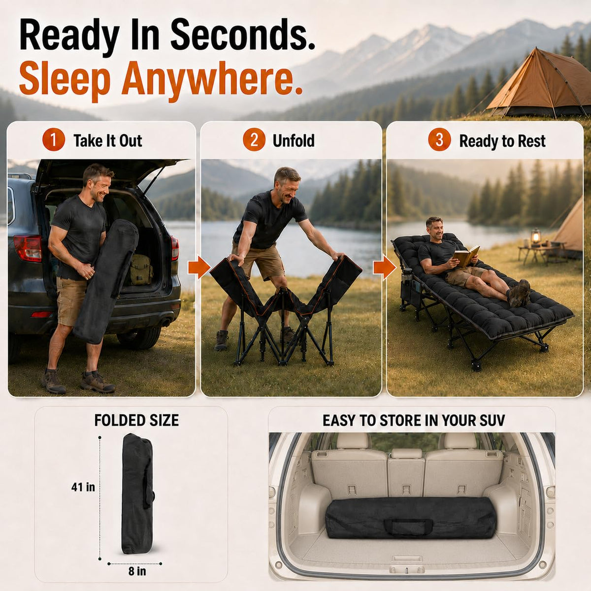32'' XXL Oversized Camping Cot H4374
