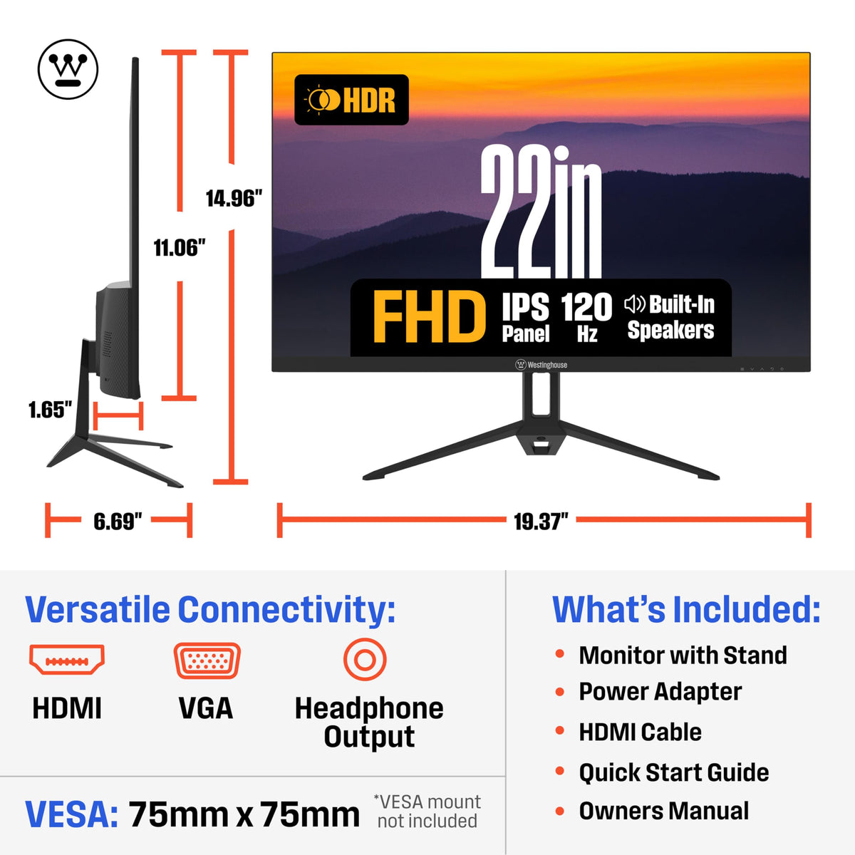 22 Inch FHD 1080P IPS 120Hz Gaming Monitor U9495