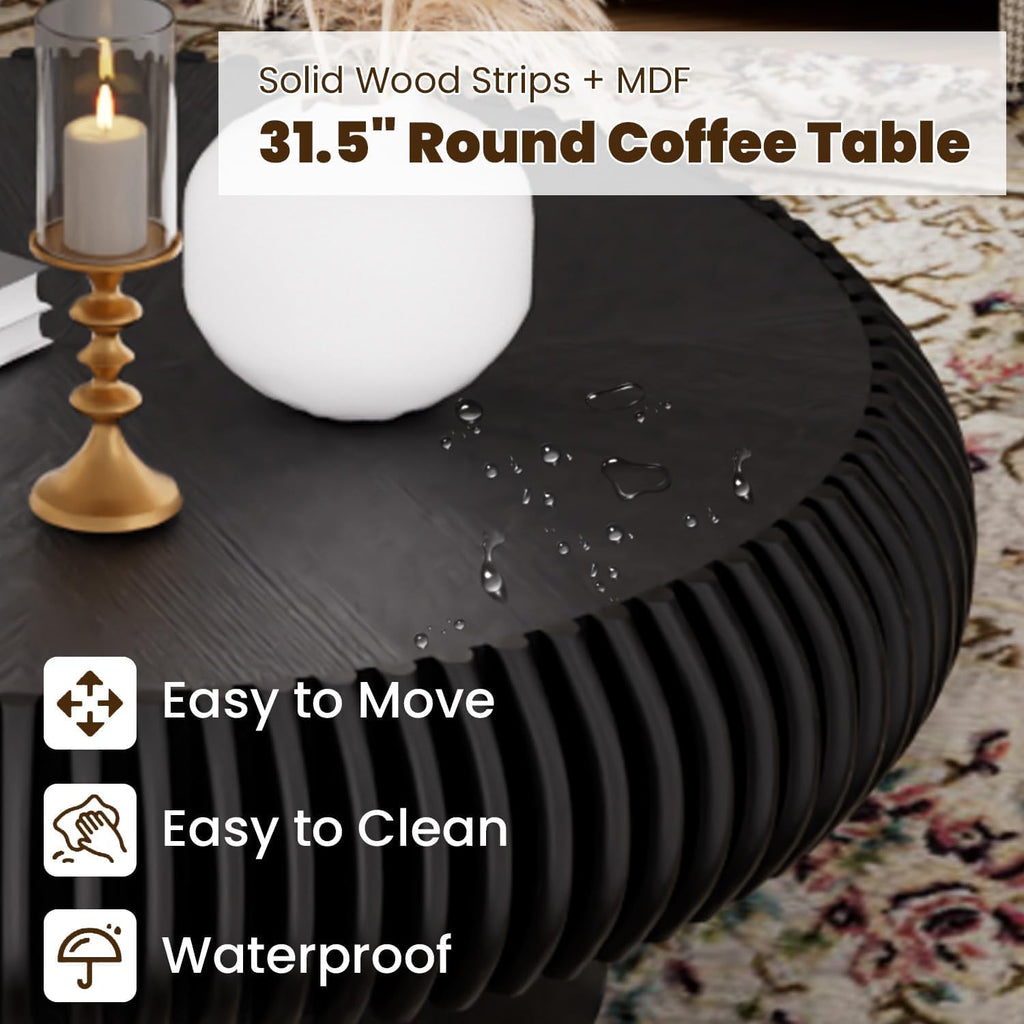 31.5" Black Drum Coffee Table D84080