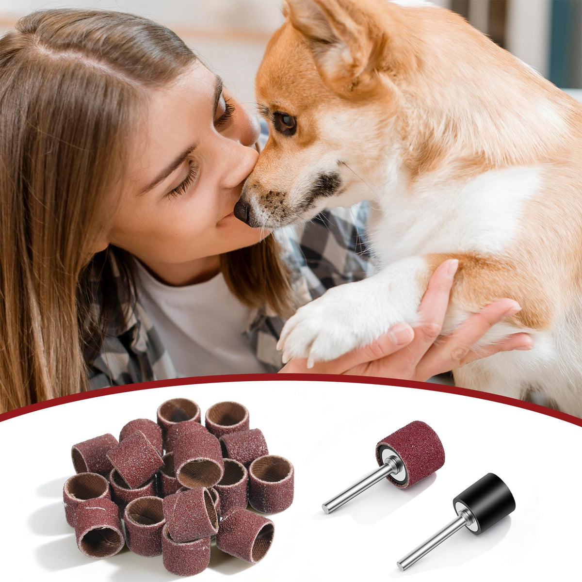 22Pcs Dog Nail Grinder Sanding Bands and Drums Replacement Kit K8095