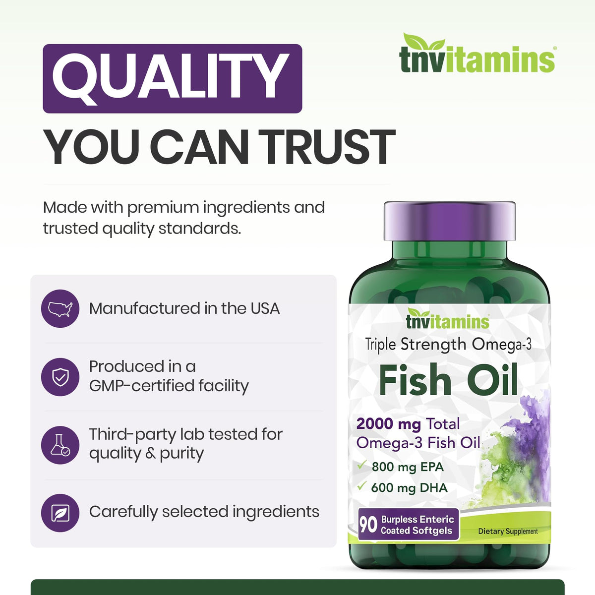 2000mg Omega-3 Fish Oil 90 Softgels B273660