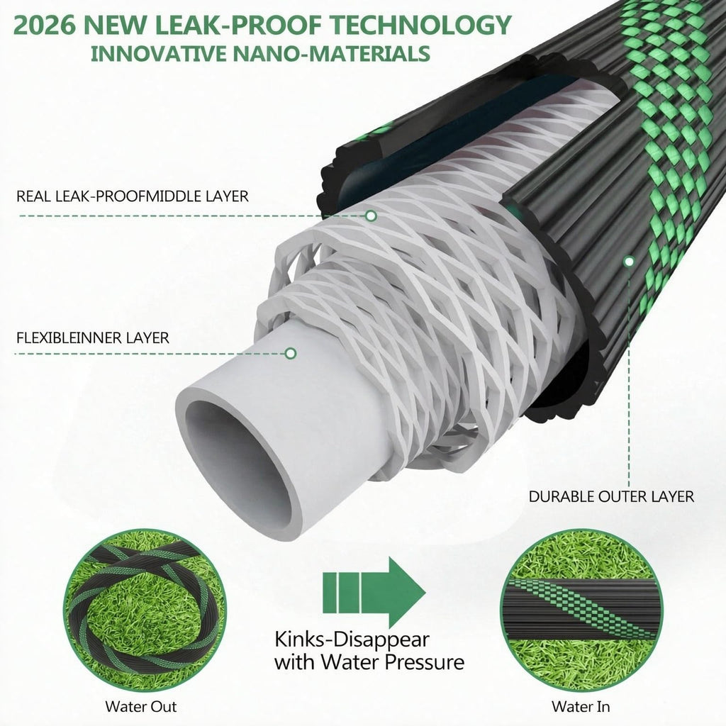 100FT Garden Hose with 10-Pattern Nozzle M4312